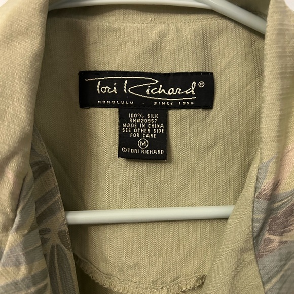 Tori Richard M Sage green Bamboo Print Women’s Shirt - Picture 5 of 5